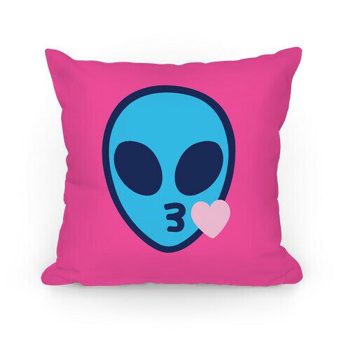 Blowing Kiss Alien Emoji Pillow