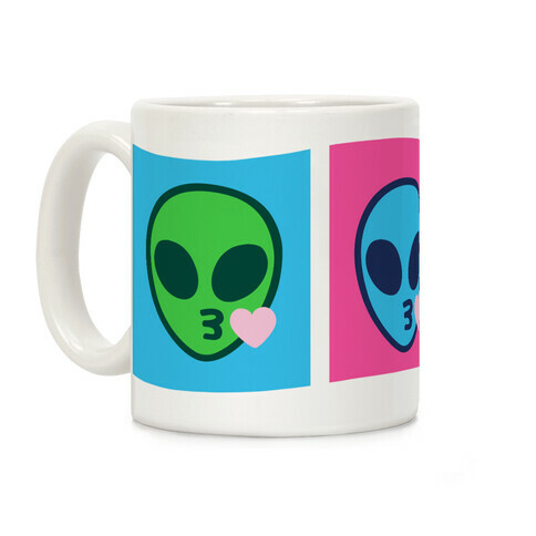 Blowing Kiss Alien Emojis Coffee Mug