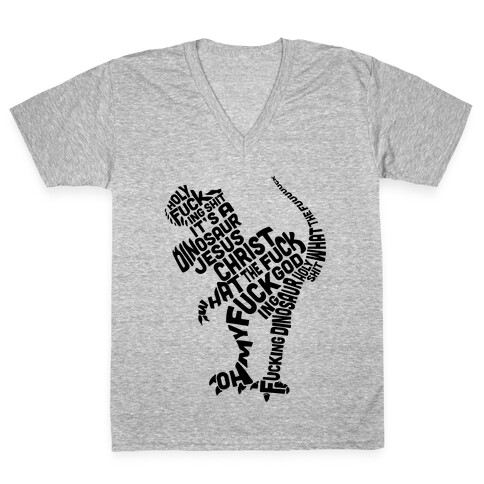 Holy F***ing Shit It's a Dinosaur V-Neck Tee Shirt