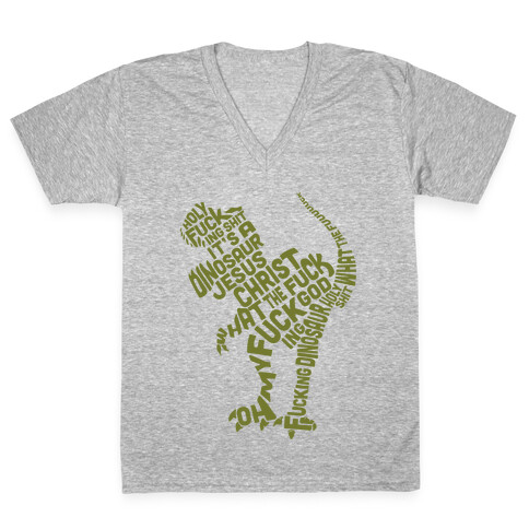 Holy F***ing Shit It's a Dinosaur V-Neck Tee Shirt