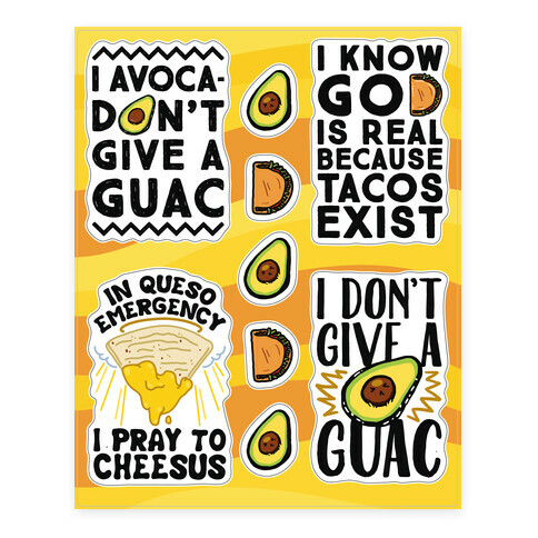 Funny Taco  Stickers and Decal Sheet