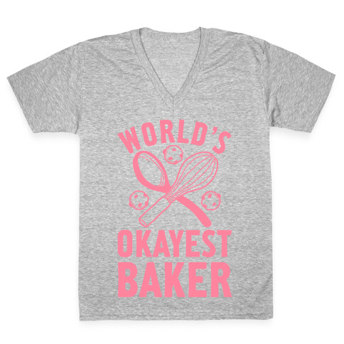 World's Okayest Baker V-Neck Tee Shirt