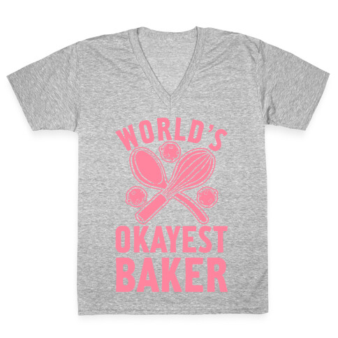 World's Okayest Baker V-Neck Tee Shirt