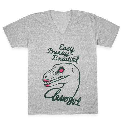 Easy Breezy Beautiful, Clever Girl Velociraptor V-Neck Tee Shirt