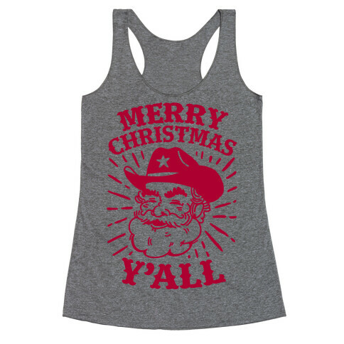 Merry Christmas Y'all Santa Claus Racerback Tank Top