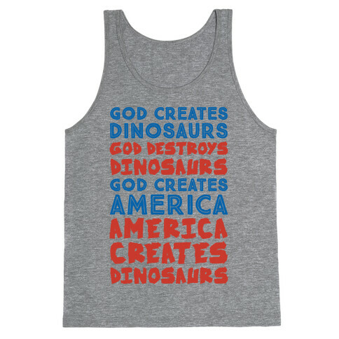God Creates America & America Creates Dinosaurs Tank Top