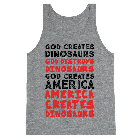 God Creates America & America Creates Dinosaurs Tank Top