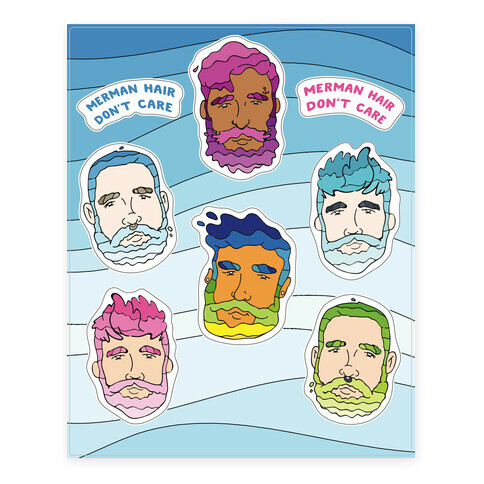 Merman Hair  Stickers and Decal Sheet