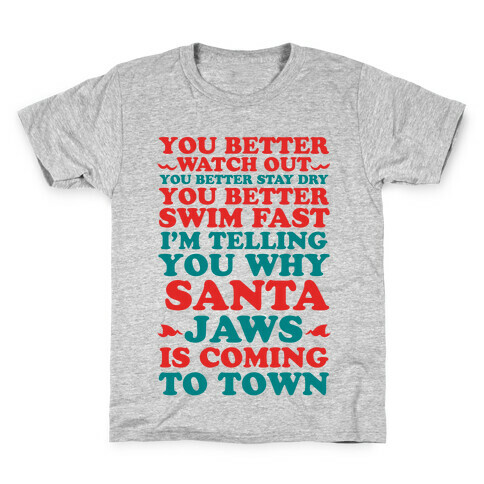 Santa Jaws Is Coming To Town Kids T-Shirt