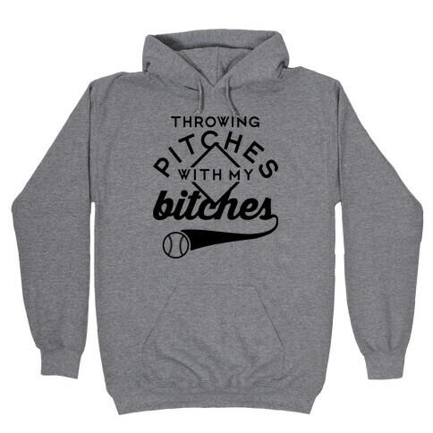 Throwing Pitches With My Bitches Hooded Sweatshirt