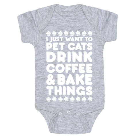 Pet Cats Drink Coffee Bake Things Baby One-Piece