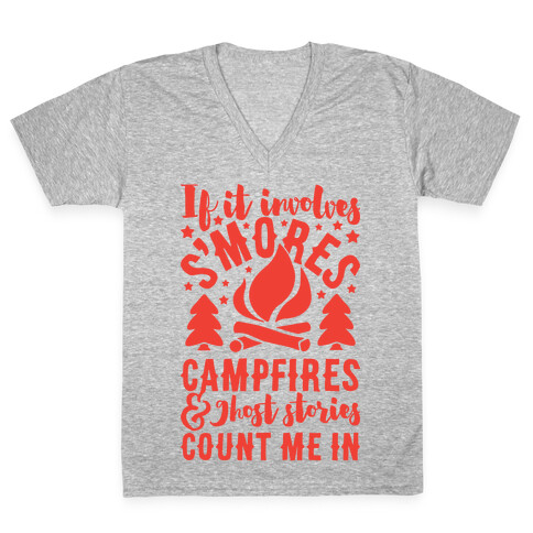 S'mores Campfires And Ghost Stories V-Neck Tee Shirt