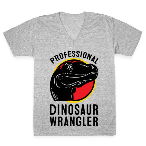 Professional Dinosaur Wrangler V-Neck Tee Shirt