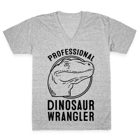 Professional Dinosaur Wrangler V-Neck Tee Shirt