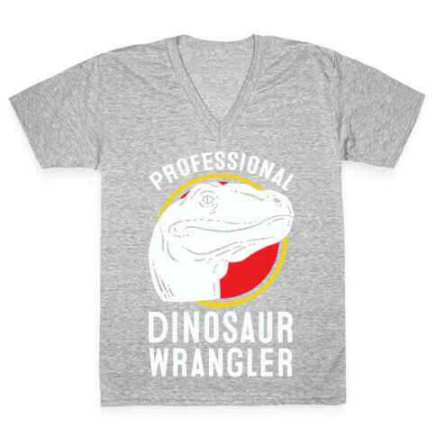 Professional Dinosaur Wrangler V-Neck Tee Shirt