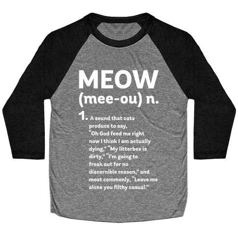 Meow - Noun Baseball Tee