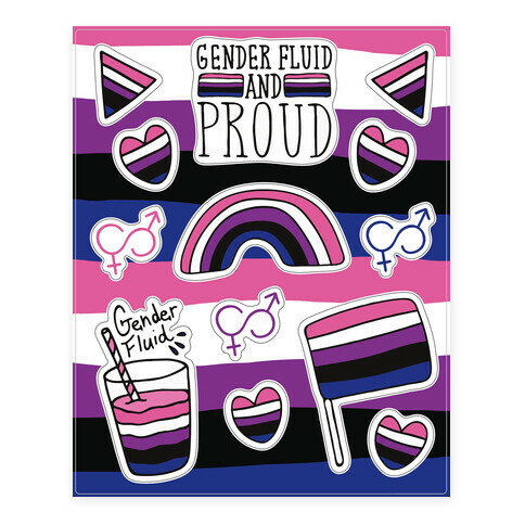 Gender Fluid Pride  Stickers and Decal Sheet