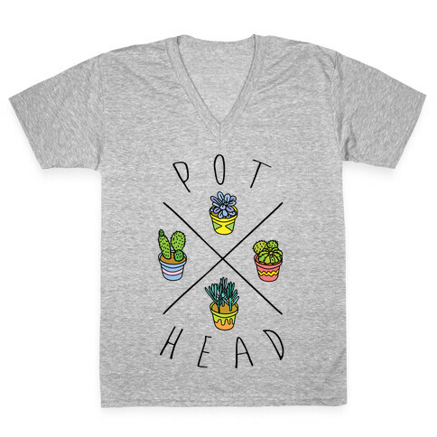 Pot Head Succulents V-Neck Tee Shirt