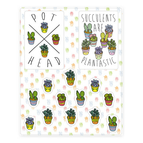 Succulent Pattern Stickers and Decal Sheet