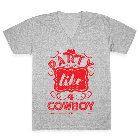 Party Like A Cowboy V-Neck Tee Shirt