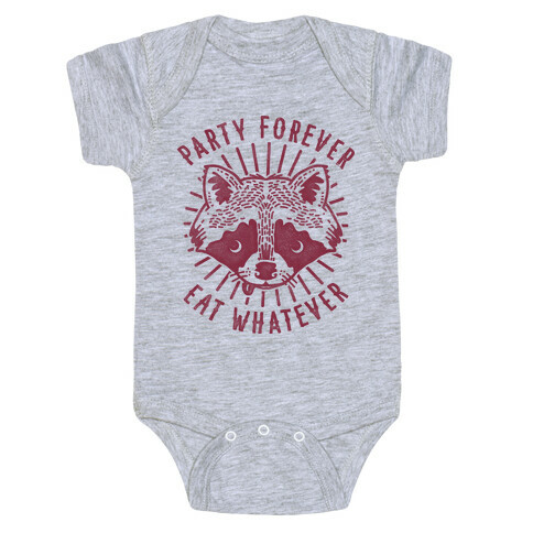 Party Forever Eat Whatever Raccoon Baby One-Piece