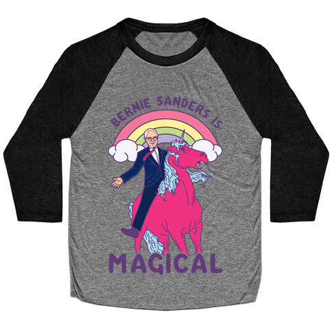 Bernie Sanders on a Magical Unicorn Baseball Tee