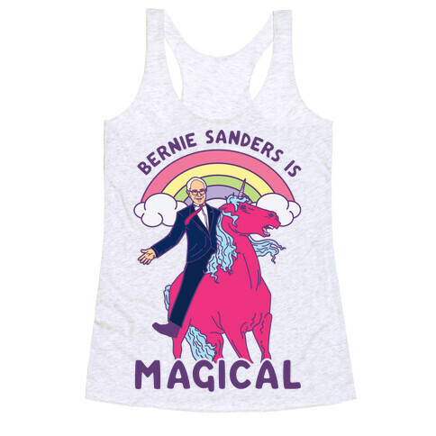 Bernie Sanders on a Magical Unicorn Racerback Tank Top
