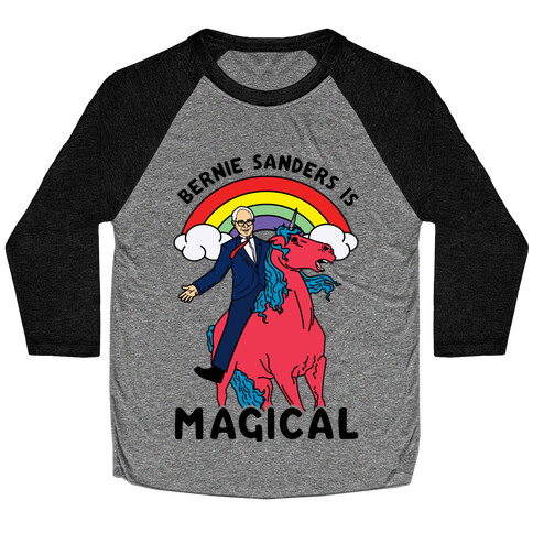 Bernie Sanders on a Magical Unicorn Baseball Tee