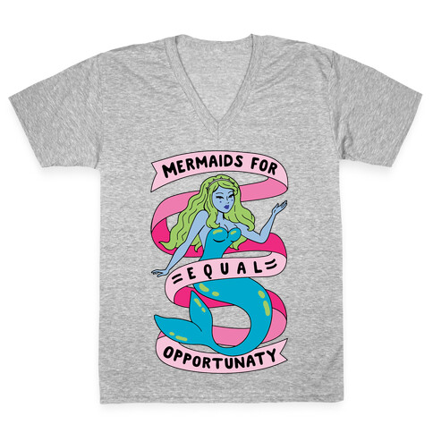 Mermaids For Equal Opportunaty V-Neck Tee Shirt