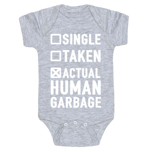 Single Taken Actual Human Garbage Baby One-Piece