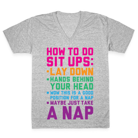 How To Do Sit Ups V-Neck Tee Shirt