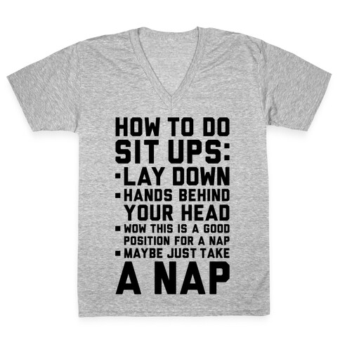 How To Do Sit Ups V-Neck Tee Shirt