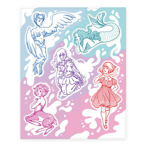 Pastel Monster Girls  Stickers and Decal Sheet