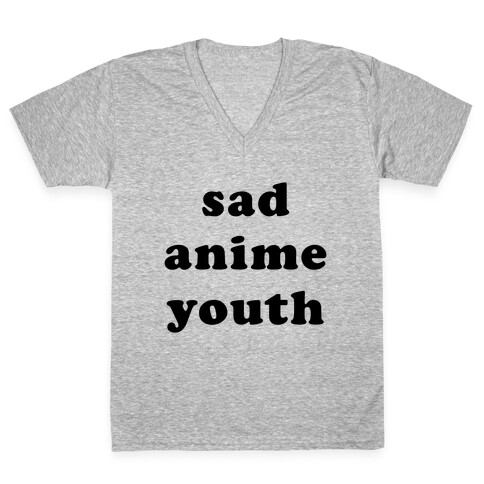 Sad Anime Youth V-Neck Tee Shirt