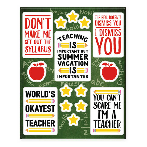 Sassy Teacher  Stickers and Decal Sheet