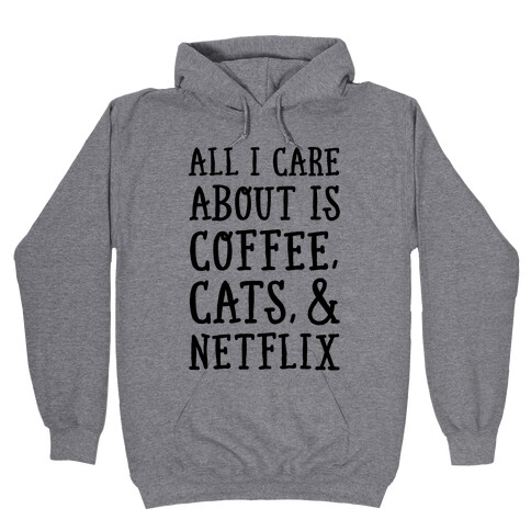 All I Care about is Coffee, Cats, and Netflix Hooded Sweatshirt