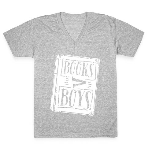 Books Greater Than Boys V-Neck Tee Shirt