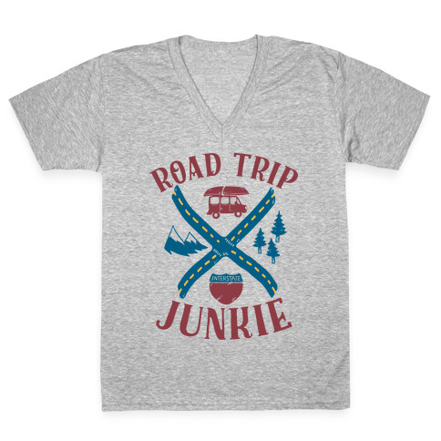 Road Trip Junkie V-Neck Tee Shirt