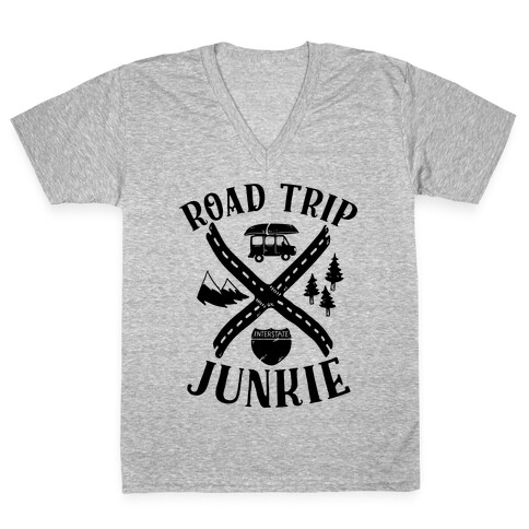 Road Trip Junkie V-Neck Tee Shirt