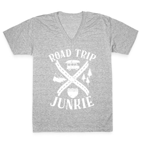 Road Trip Junkie V-Neck Tee Shirt