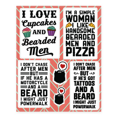 I Love Beards  Stickers and Decal Sheet