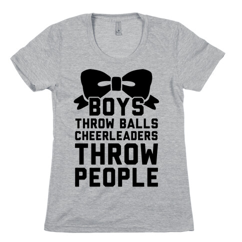 Boys Throw Balls Cheerleaders Throw People Womens T-Shirt