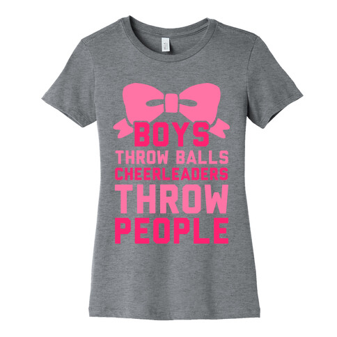 Boys Throw Balls Cheerleaders Throw People Womens T-Shirt