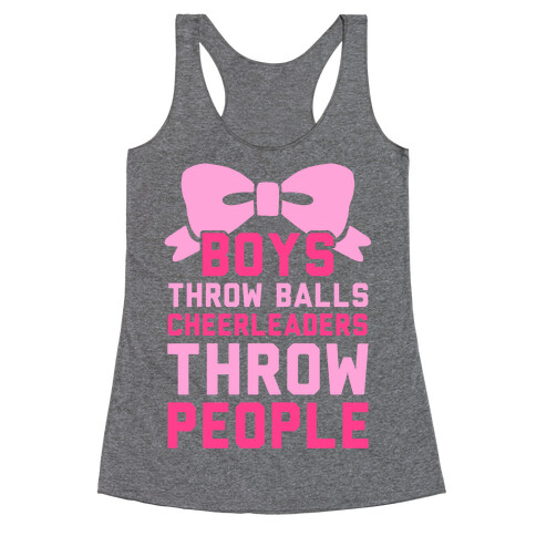 Boys Throw Balls Cheerleaders Throw People Racerback Tank Top