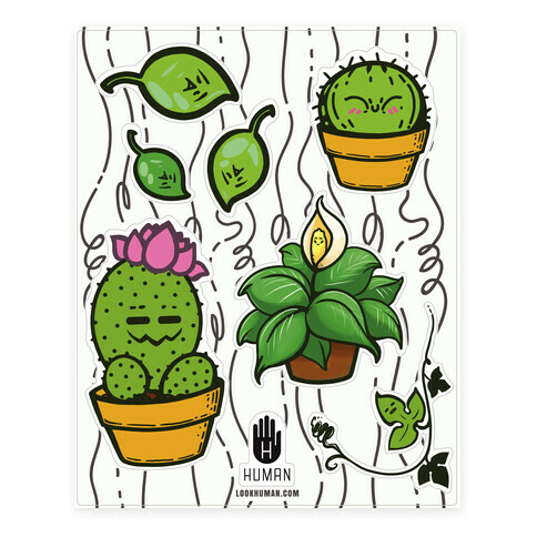 Kawaii Plant  Stickers and Decal Sheet