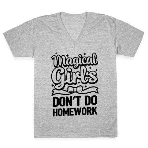 Magical Girl's Don't Do Homework V-Neck Tee Shirt