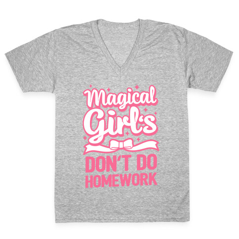 Magical Girl's Don't Do Homework V-Neck Tee Shirt
