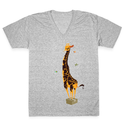 Stand Tall Giraffe V-Neck Tee Shirt