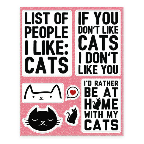 Cute Cat  Stickers and Decal Sheet