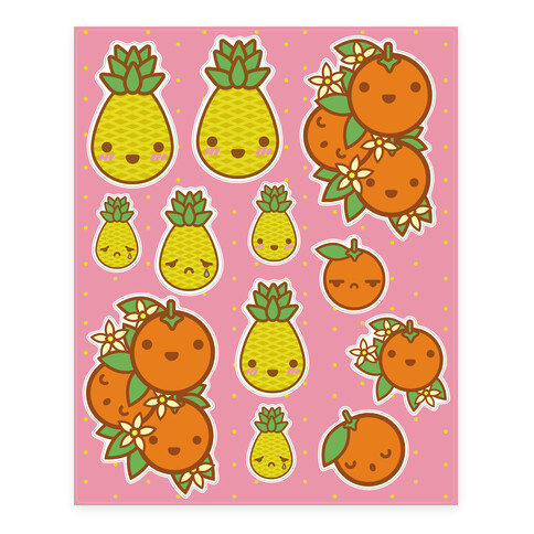 Kawaii Fruit  Stickers and Decal Sheet
